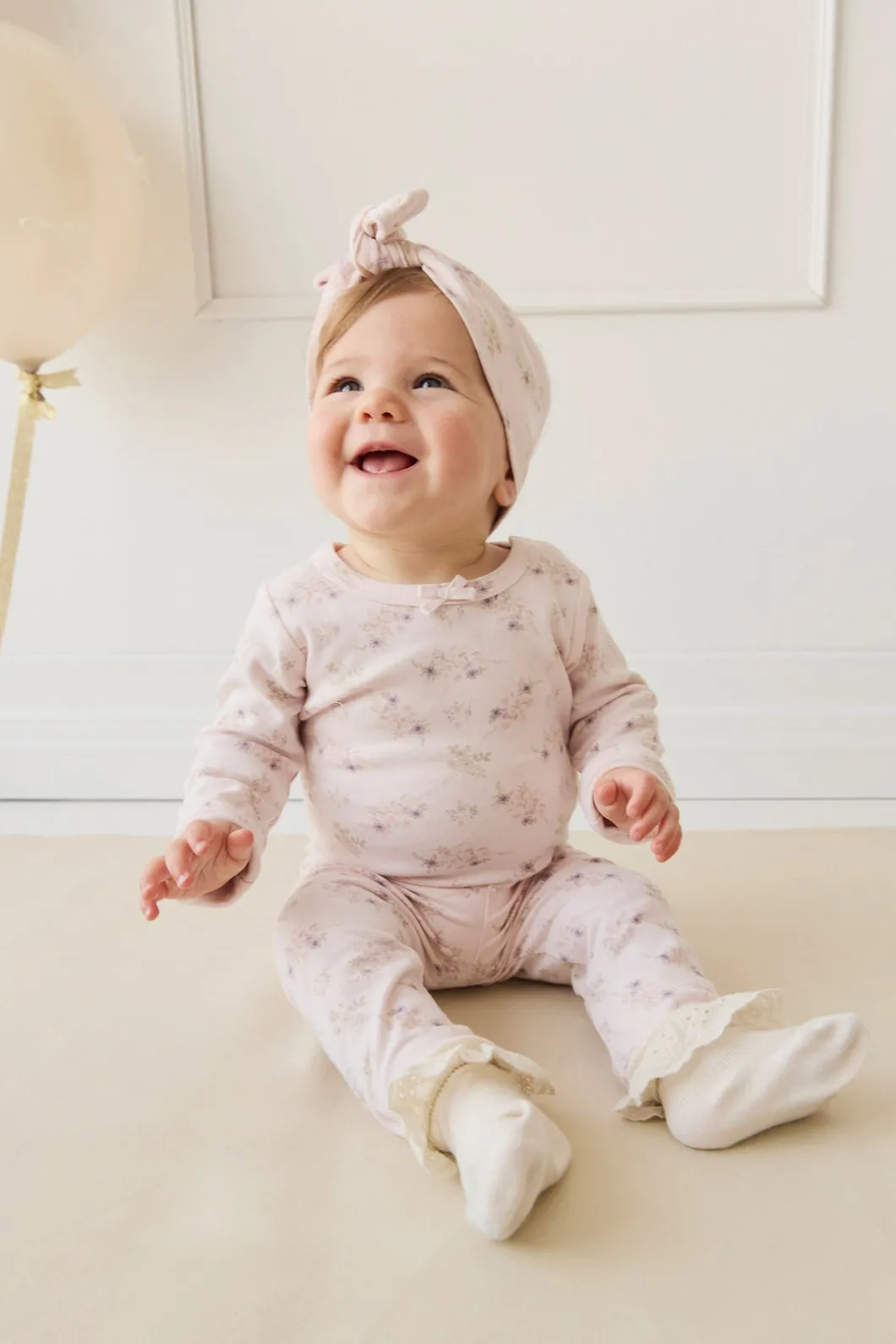 Organic Cotton Long Sleeve Bodysuit - Sweet Pea Floral