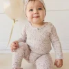 Organic Cotton Long Sleeve Bodysuit - Amber Floral Lilac Ash