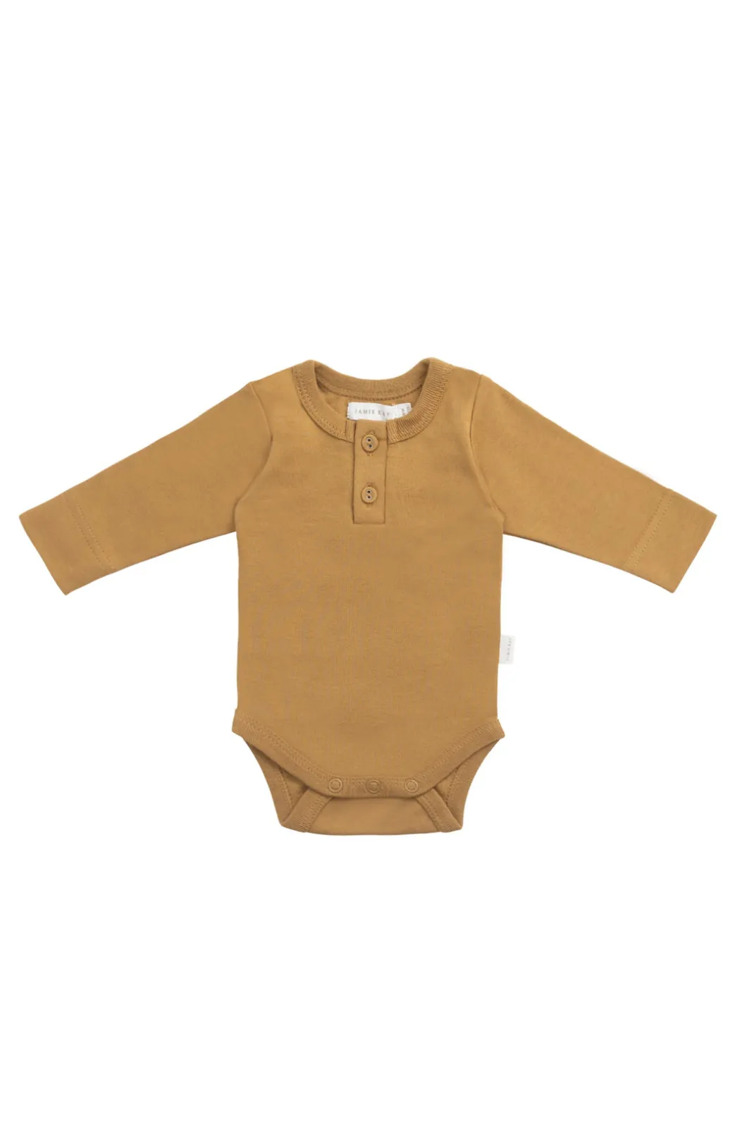 Organic Cotton Long Sleeve Bodysuit - Golden