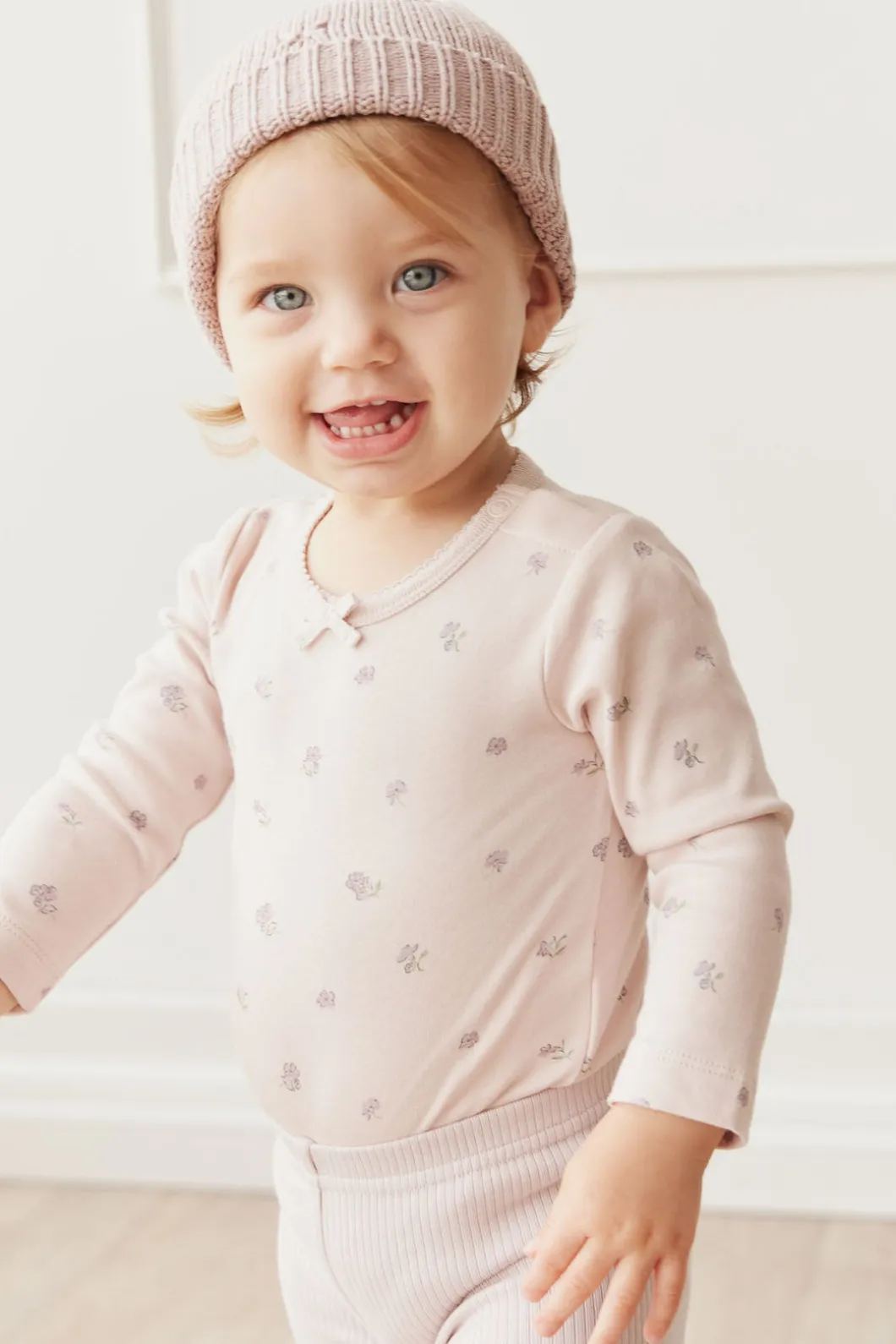 Organic Cotton Long Sleeve Bodysuit - Meredith Violet