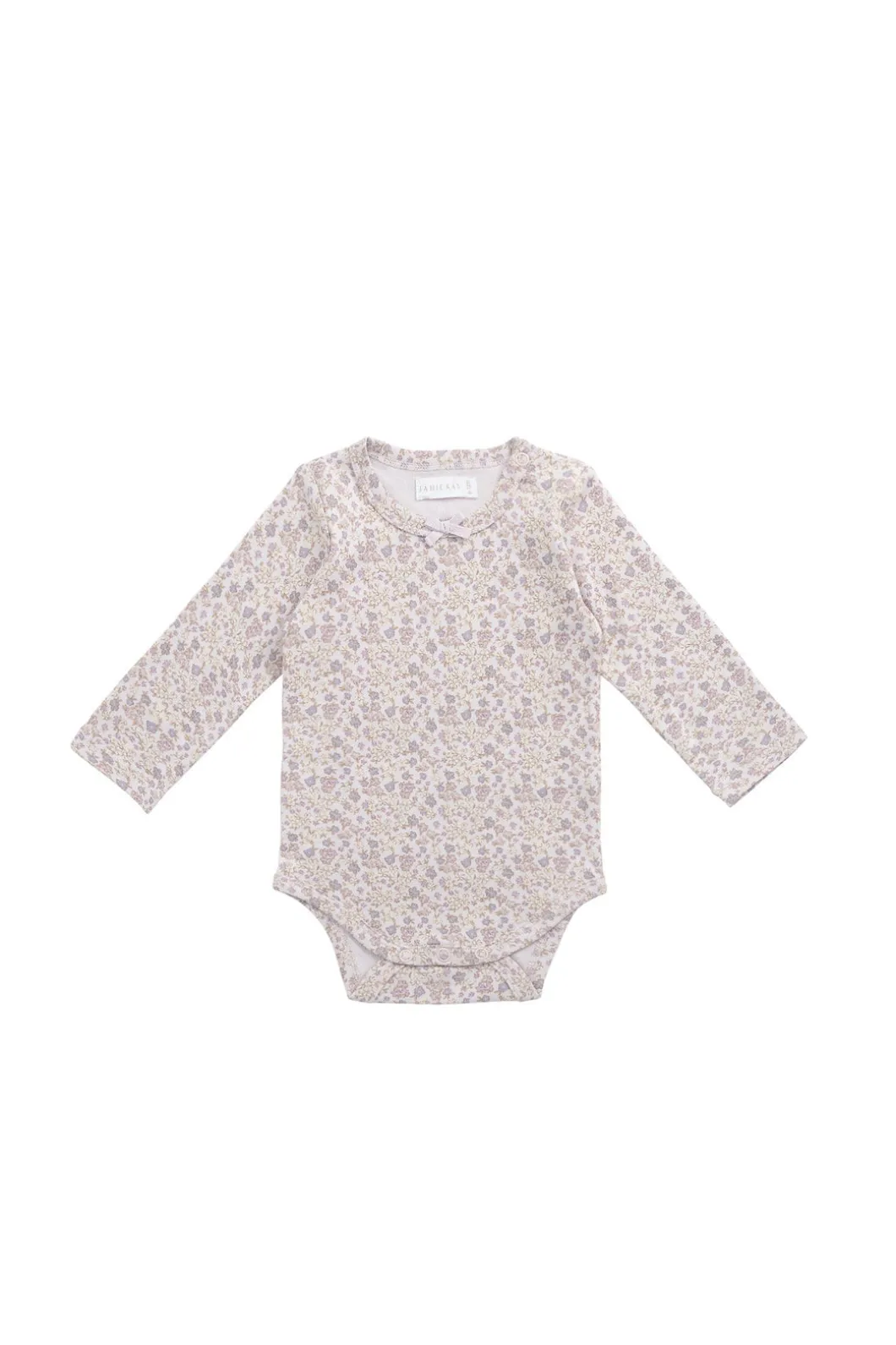 Organic Cotton Long Sleeve Bodysuit - Amber Floral Lilac Ash