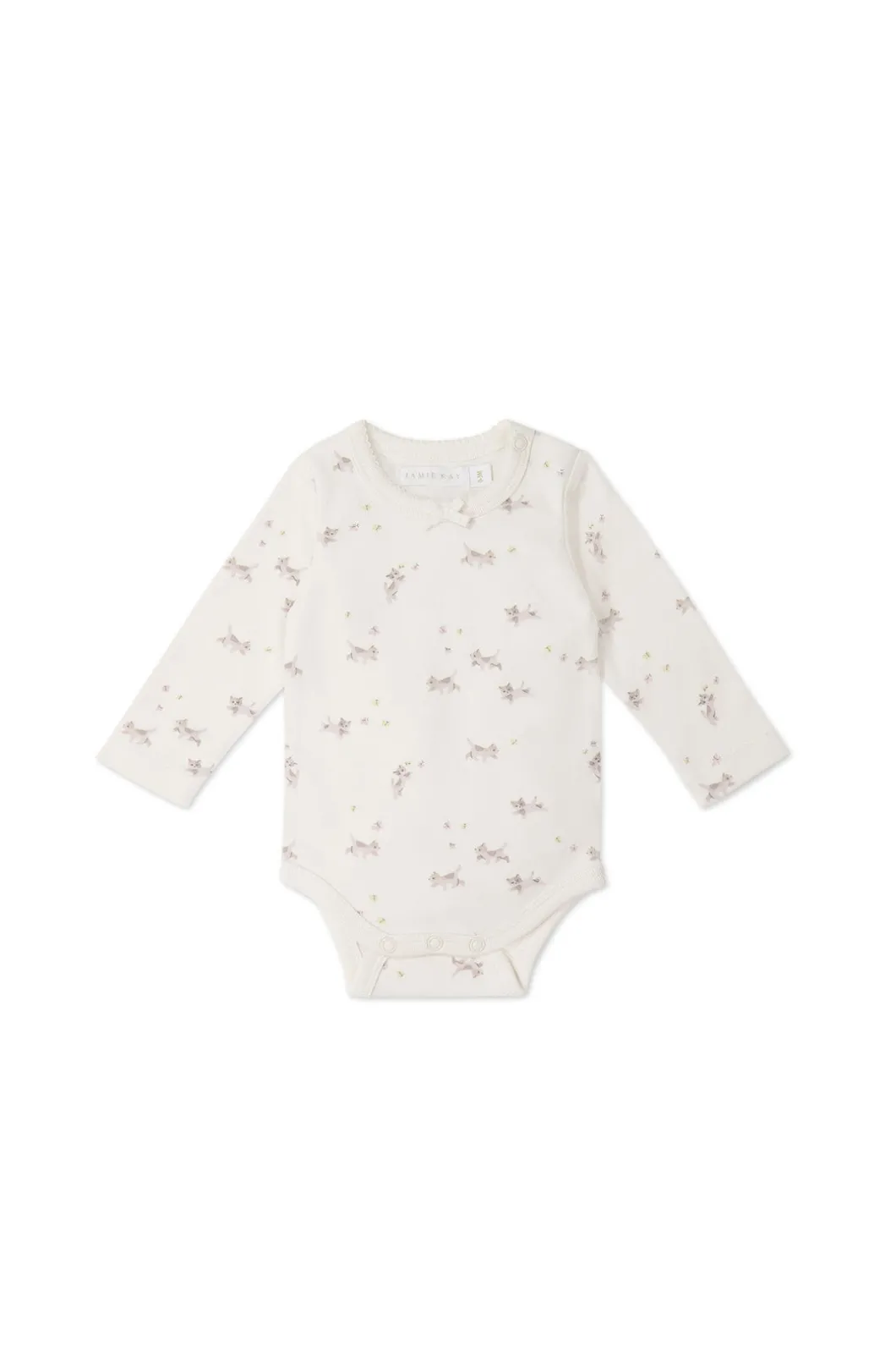 Organic Cotton Long Sleeve Bodysuit - Playful Kittens