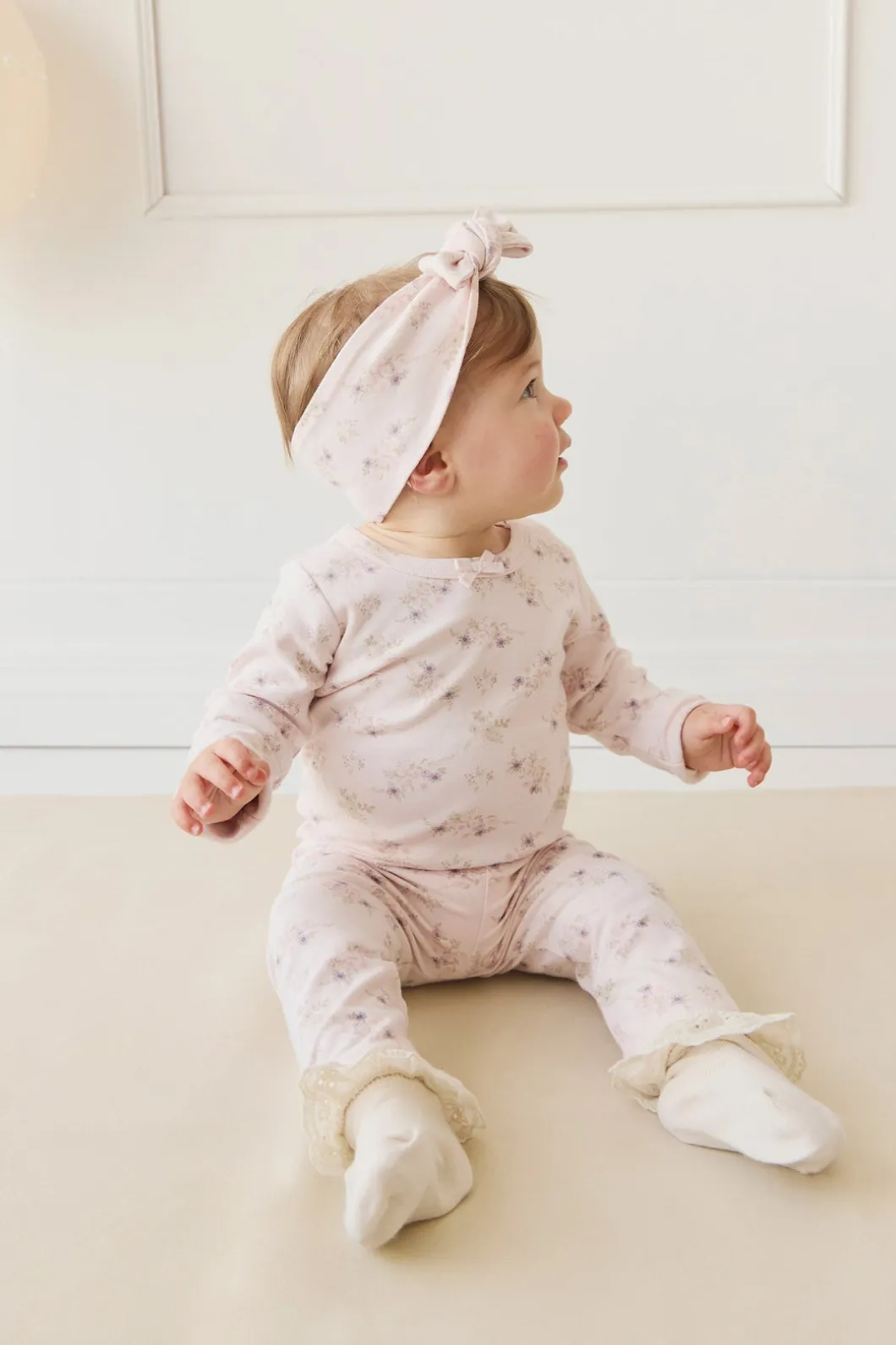 Organic Cotton Long Sleeve Bodysuit - Sweet Pea Floral