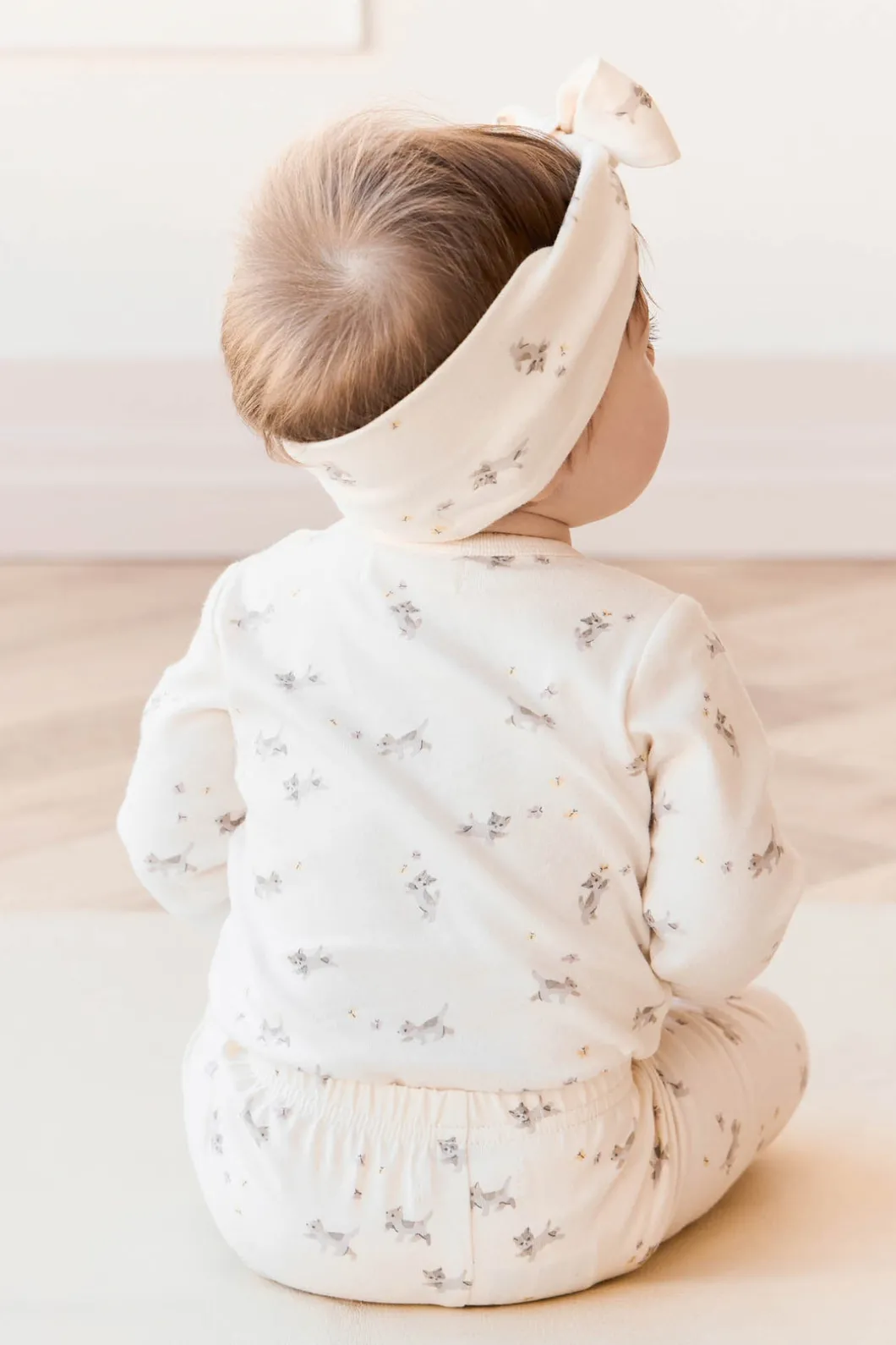 Organic Cotton Long Sleeve Bodysuit - Playful Kittens