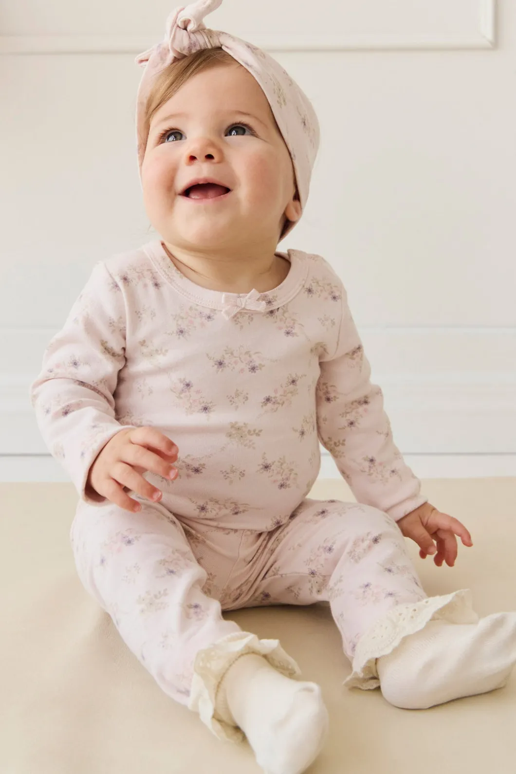 Organic Cotton Long Sleeve Bodysuit - Sweet Pea Floral