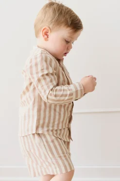 Organic Cotton Louis Short - Vertical Stripe Tiger/Cloud
