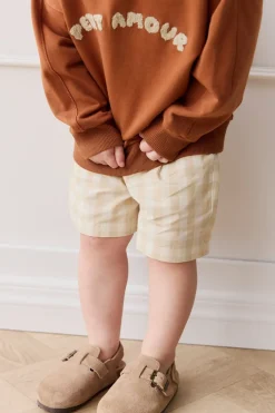 Organic Cotton Louis Short - Gingham Pale Khaki