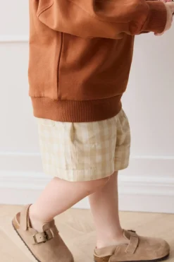 Organic Cotton Louis Short - Gingham Pale Khaki
