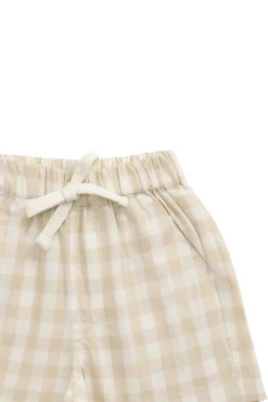 Organic Cotton Louis Short - Gingham Pale Khaki