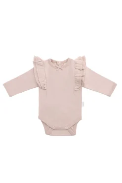 Organic Cotton Maddie Long Sleeve Bodysuit - Shell Pink