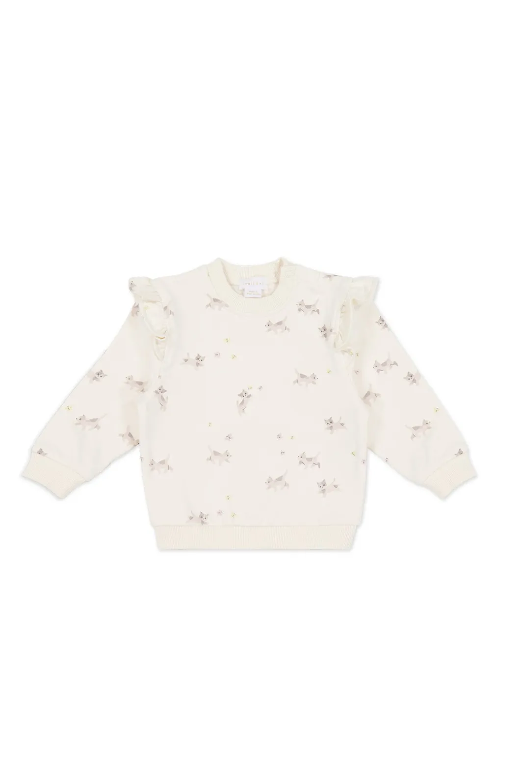 Organic Cotton Maple Sweatshirt - Playful Kittens Whisper White Large