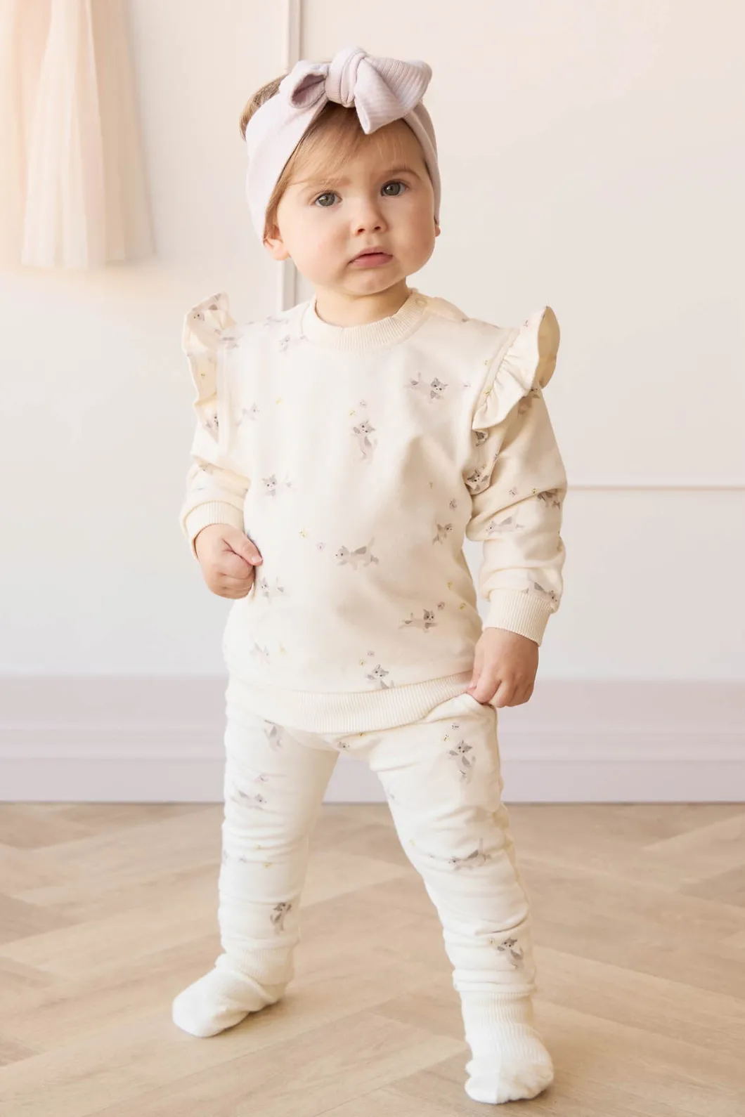 Organic Cotton Maple Sweatshirt - Playful Kittens Whisper White Large