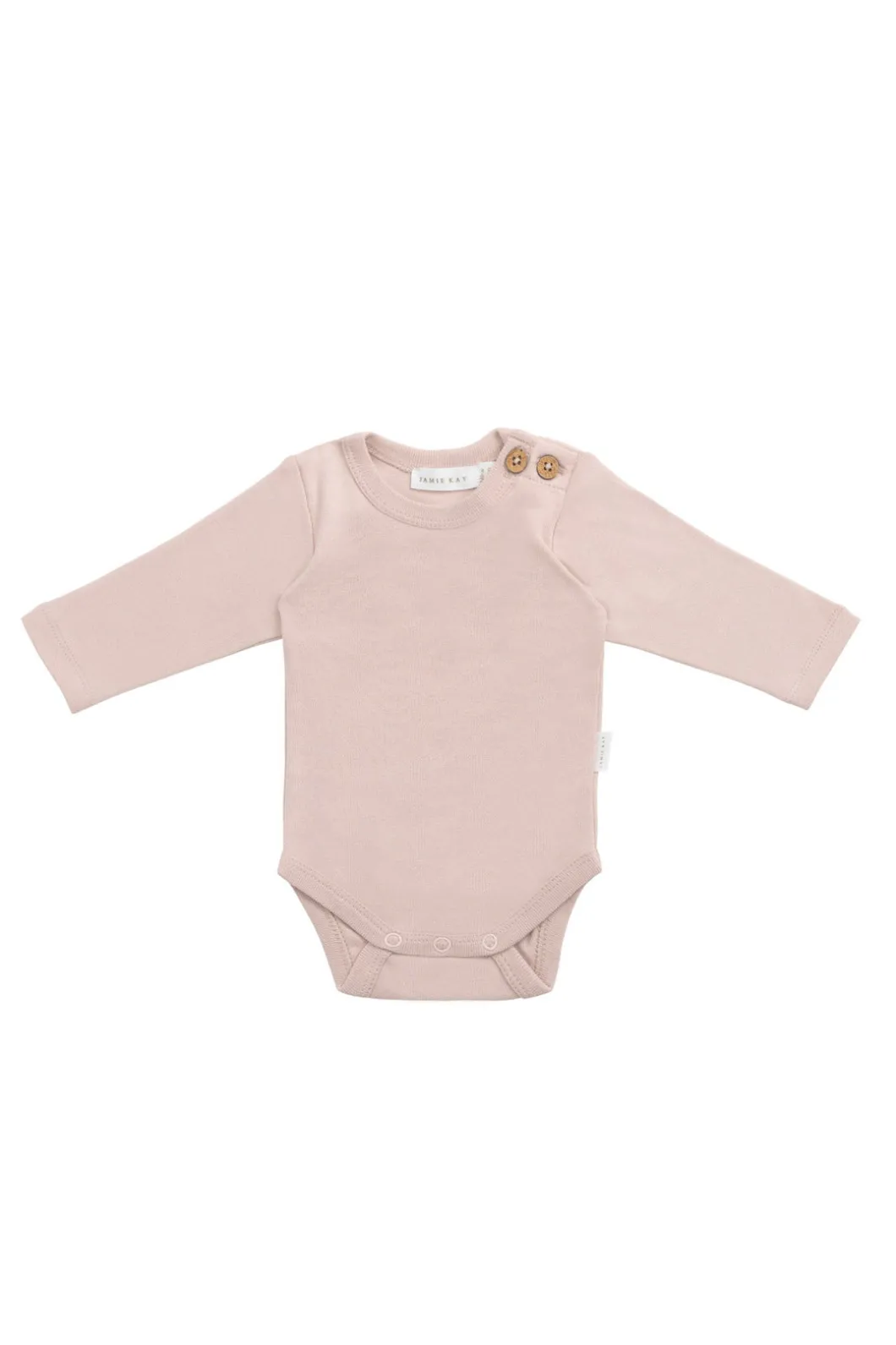Organic Cotton Marlo Long Sleeve Bodysuit - Shell Pink