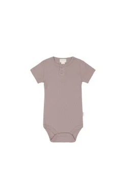 Organic Cotton Modal Darcy Rib Tee Bodysuit - Mauve Shadow