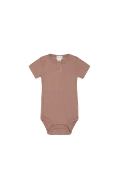 Organic Cotton Modal Darcy Rib Tee Bodysuit - Powder