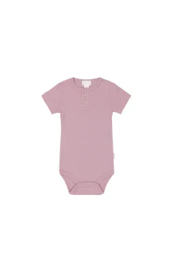 Organic Cotton Modal Darcy Rib Tee Bodysuit - Vintage Violet
