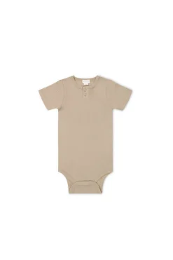 Organic Cotton Modal Darcy Rib Tee Bodysuit - Fawn