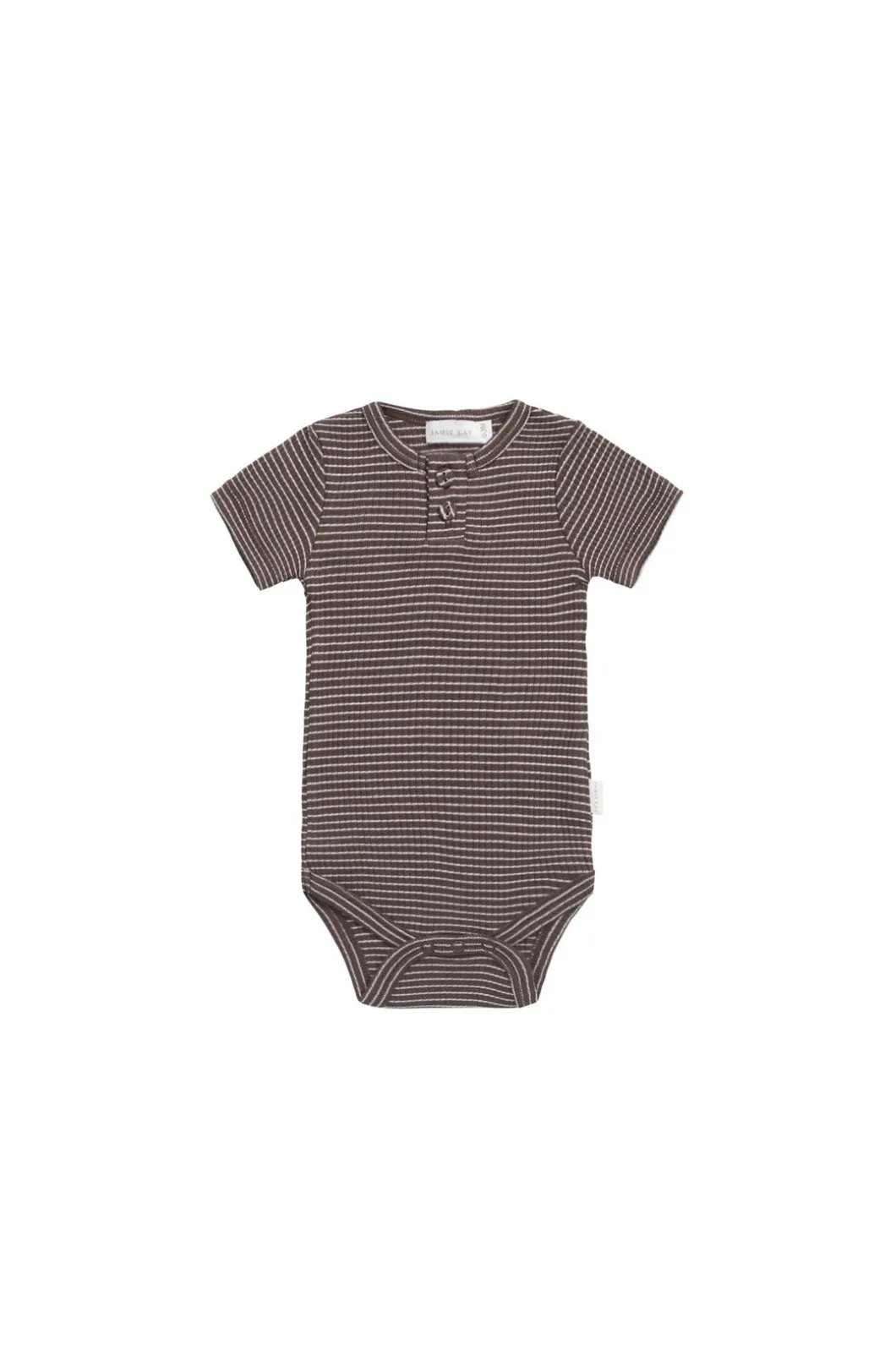 Organic Cotton Modal Darcy Rib Tee Bodysuit - Little Stripe Earth/Cloud