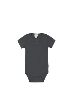 Organic Cotton Modal Darcy Rib Tee Bodysuit - Icelandic Marle