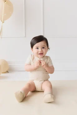 Organic Cotton Modal Darcy Tee Bodysuit - Milky Way Buff