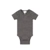 Organic Cotton Modal Darcy Rib Tee Bodysuit - Daily Stripe Wolf/Cloud