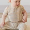 Organic Cotton Modal Darcy Rib Tee Bodysuit - Narrow Stripe Baker/Cloud