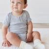 Organic Cotton Modal Darcy Rib Tee Bodysuit - Light Grey Marle
