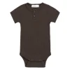 Organic Cotton Modal Darcy Rib Tee Bodysuit - Dark Coffee
