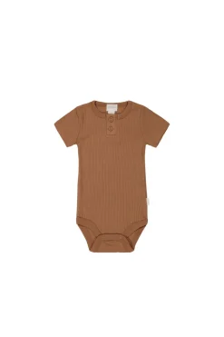 Organic Cotton Modal Darcy Rib Tee Bodysuit - Baker