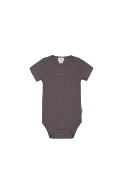 Organic Cotton Modal Darcy Rib Tee Bodysuit - Carob