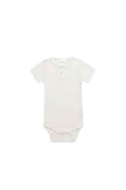 Organic Cotton Modal Darcy Rib Tee Bodysuit - Oatmeal Marle