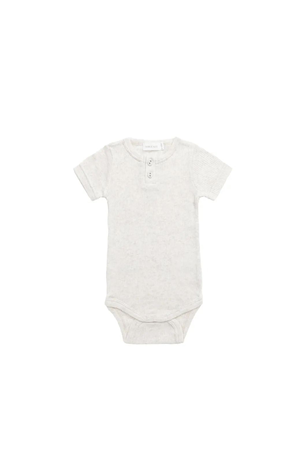 Organic Cotton Modal Darcy Rib Tee Bodysuit - Oatmeal Marle