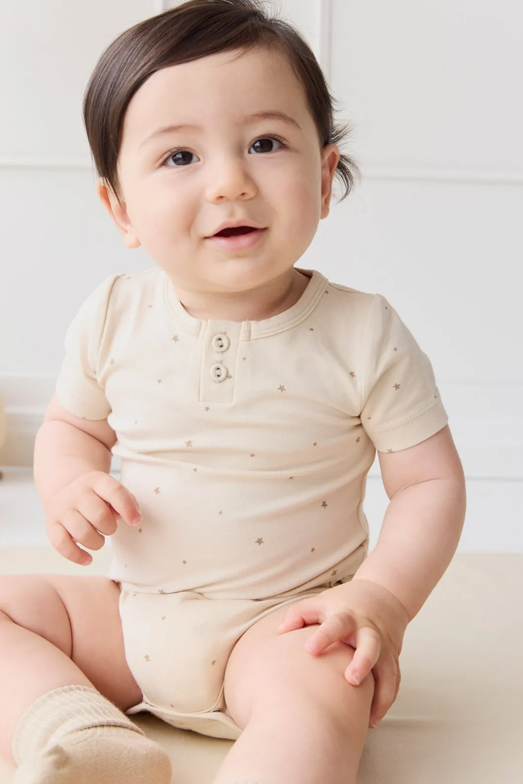 Organic Cotton Modal Darcy Tee Bodysuit - Milky Way Buff