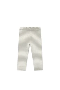 Organic Cotton Modal Everyday Legging - Narrow Stripe Moss/Cloud