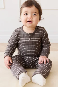 Organic Cotton Modal Everyday Legging - Daily Stripe Wolf/Cloud