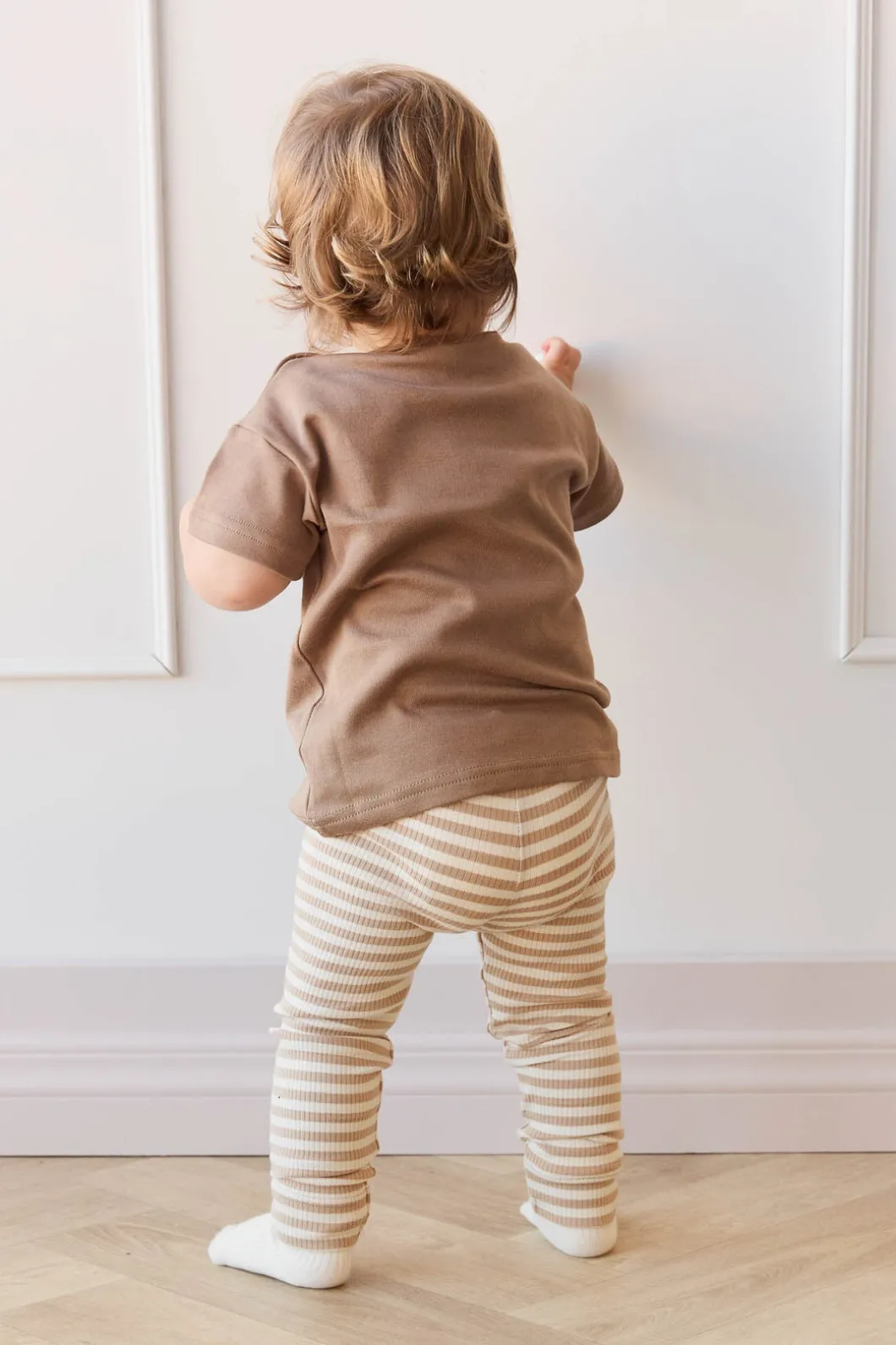 Organic Cotton Modal Everyday Legging - Narrow Stripe Baker/Cloud
