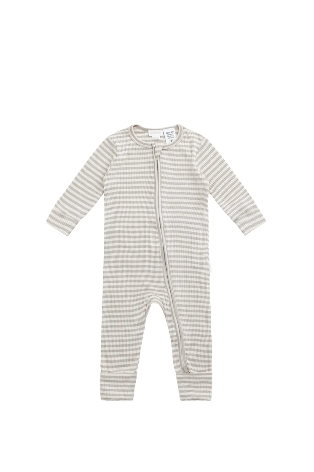 Organic Cotton Modal Frankie Onepiece - Narrow Stripe Gazelle/Oat