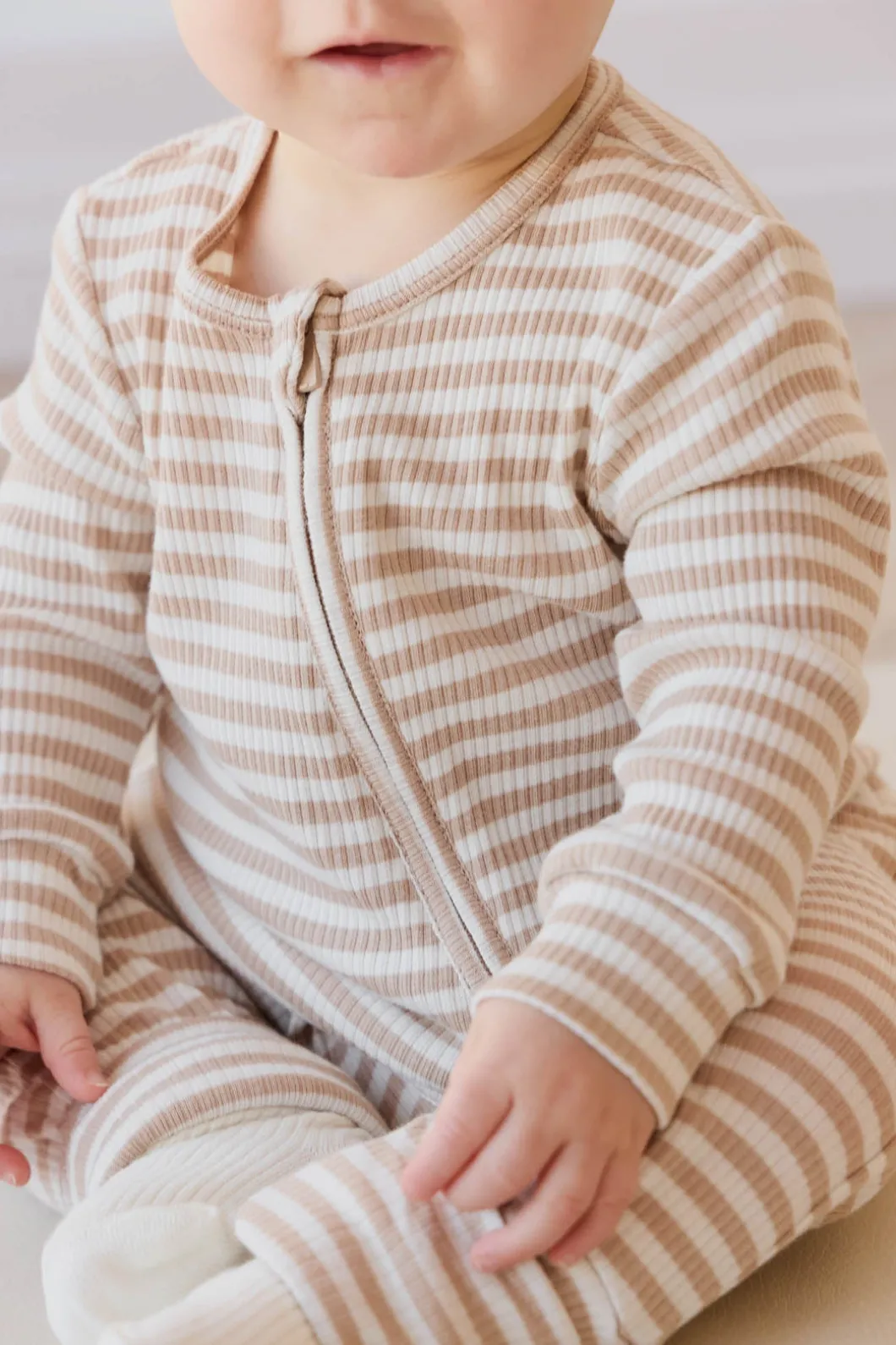 Organic Cotton Modal Gracelyn Onepiece - Narrow Stripe Baker/Cloud