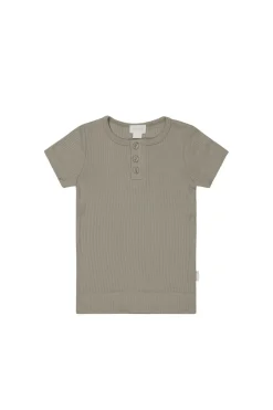 Organic Cotton Modal Henley Tee - Twig