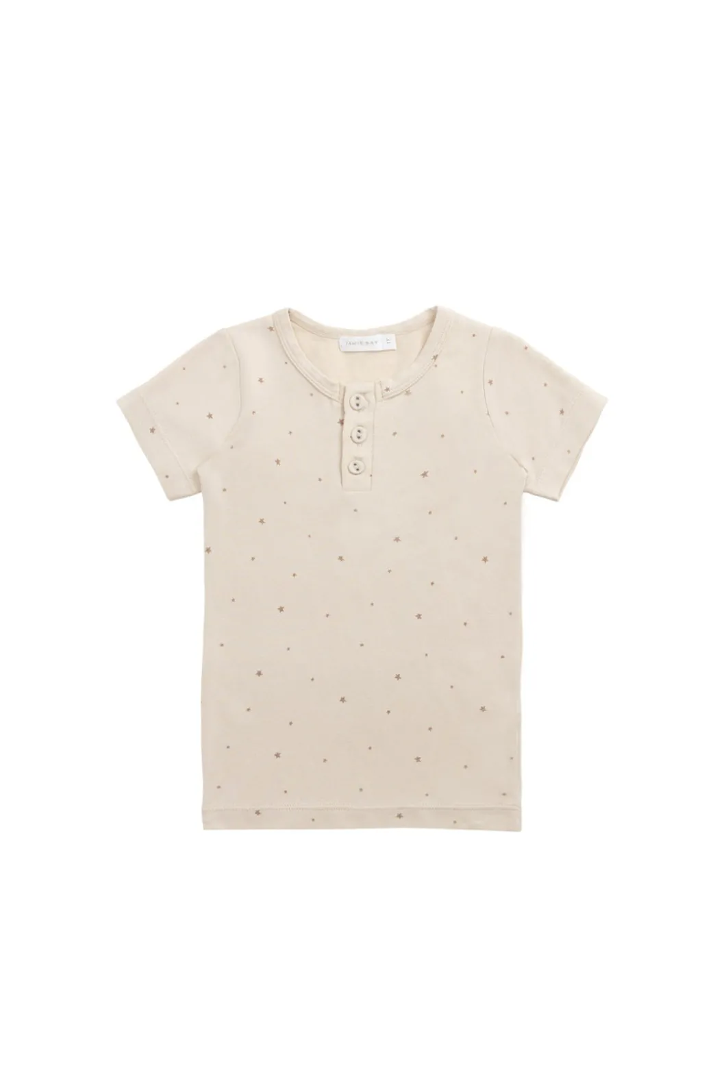 Organic Cotton Modal Henley Tee - Milky Way Buff