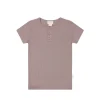 Organic Cotton Modal Henley Tee - Mauve Shadow