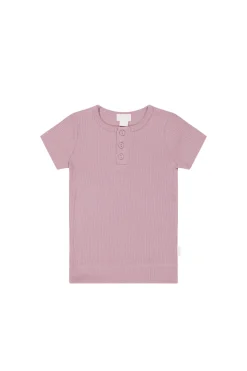Organic Cotton Modal Henley Tee - Vintage Violet