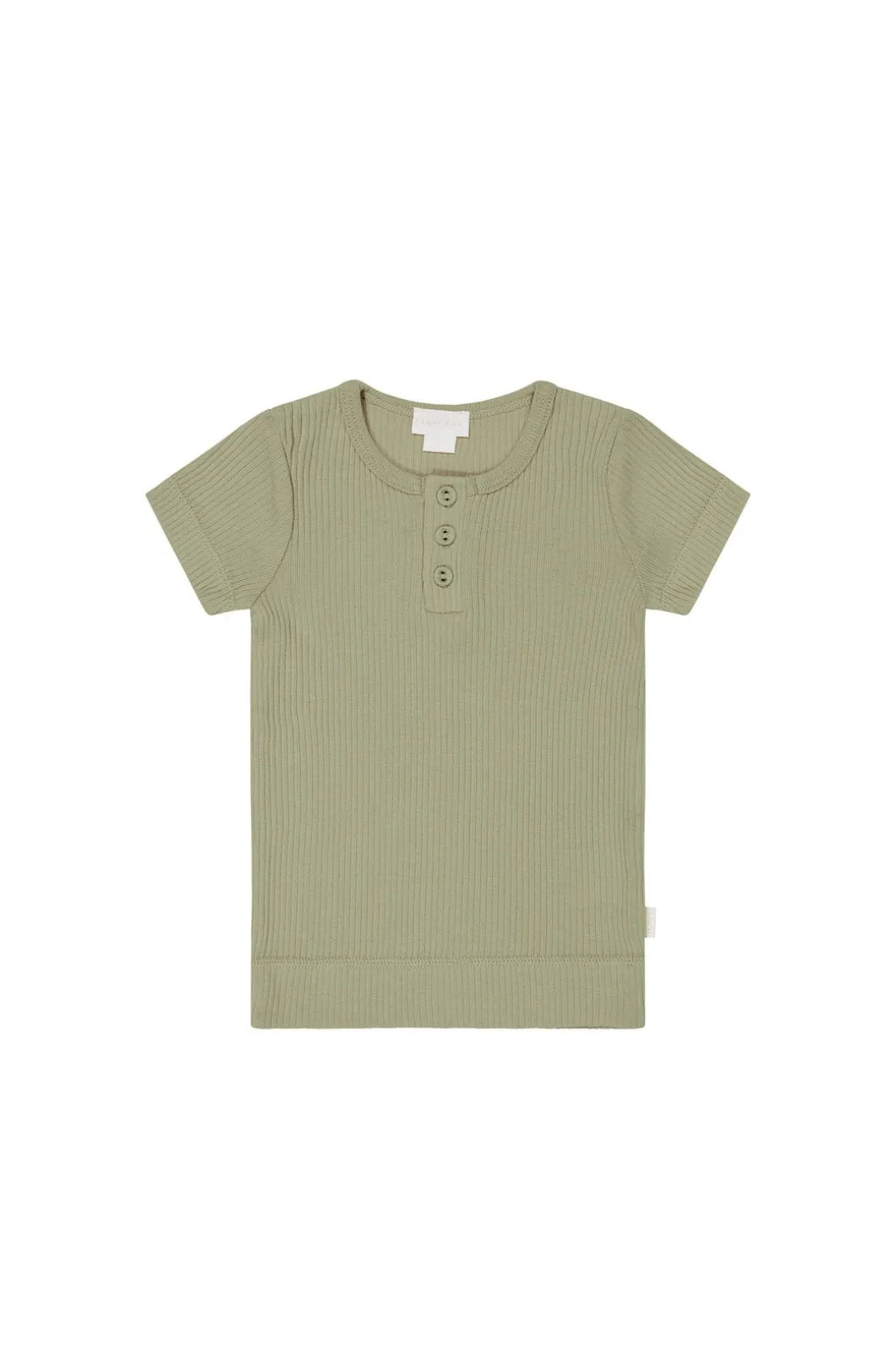 Organic Cotton Modal Henley Tee - Tea Tree
