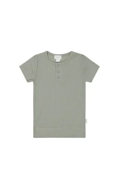 Organic Cotton Modal Henley Tee - Willow