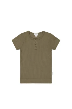 Organic Cotton Modal Henley Tee - Oak