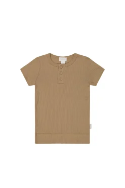 Organic Cotton Modal Henley Tee - Honeycomb