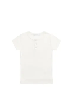 Organic Cotton Modal Henley Tee - Milk