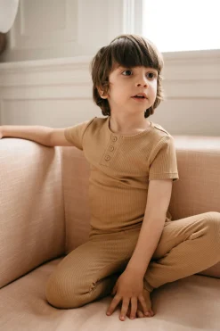 Organic Cotton Modal Henley Tee - Honeycomb