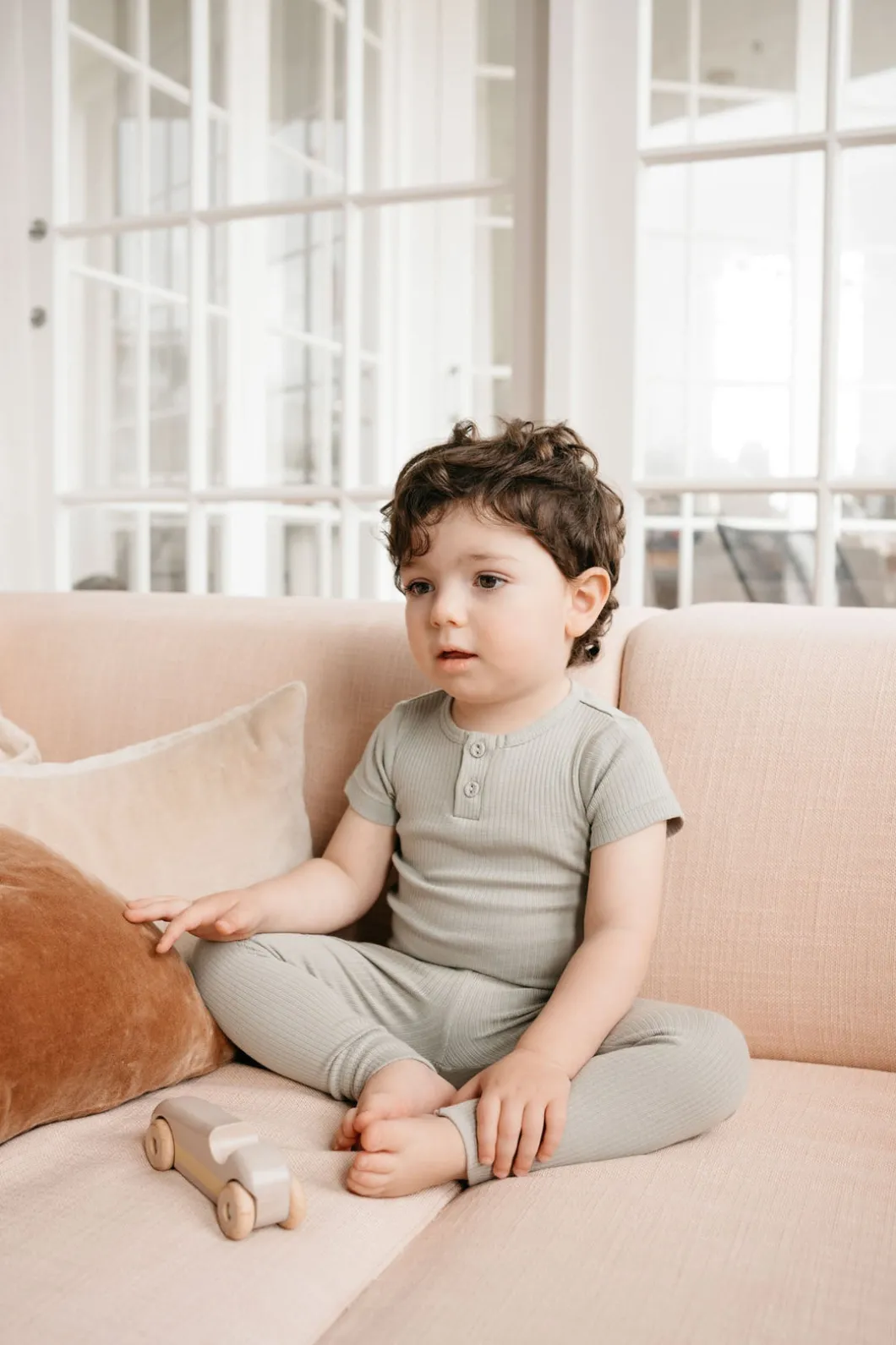 Organic Cotton Modal Henley Tee - Willow