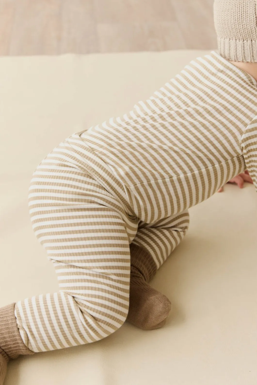 Organic Cotton Modal Legging - Narrow Stripe Balm/Cloud